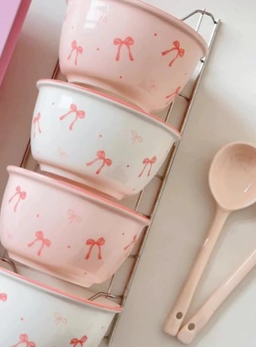 网红圣诞节草莓kt猫ins少女心蝴蝶结餐具饭碗甜品碗蛋糕碗个人碗