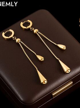 GANEMLY 316L Stainless Steel Teardrop Tassel Long Dangle