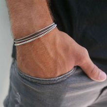 4Pcs/Set Stainless Steel Box Chain Bracelets for Men Simple
