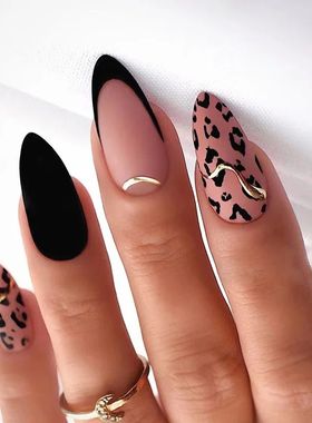 24Pcs Almond Fake Nails Fench False Nails Pess on With