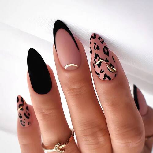 24Pcs Almond Fake Nails Fench False Nails Pess on With