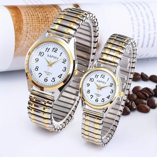 Elastic Band Quatz Couple Fashion Watch fo Middle-Aged and