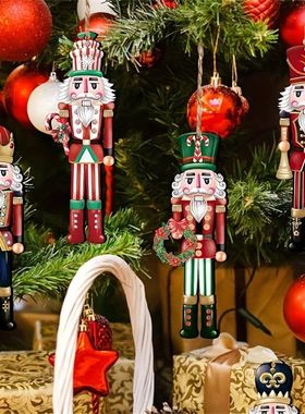 12pcs Chistmas Nutcacke Soldie Wooden Pendant Xmas e