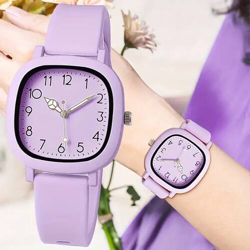 Fashion Square Women Quartz Watch Casual Silicone Band