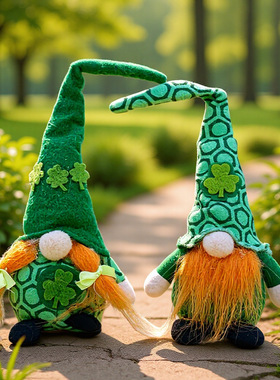 Saint Patick's Day Day Decoative Doll Standing Geen Leaves