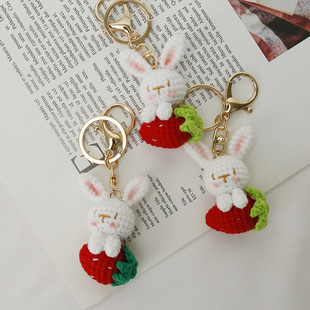 Net Gathering Features Strawberry Lie Prone Rabbit Pendant