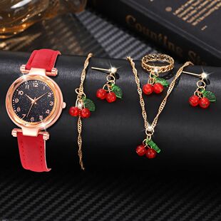 Elements PCS Women Watch Set Dial With Minimalist Red