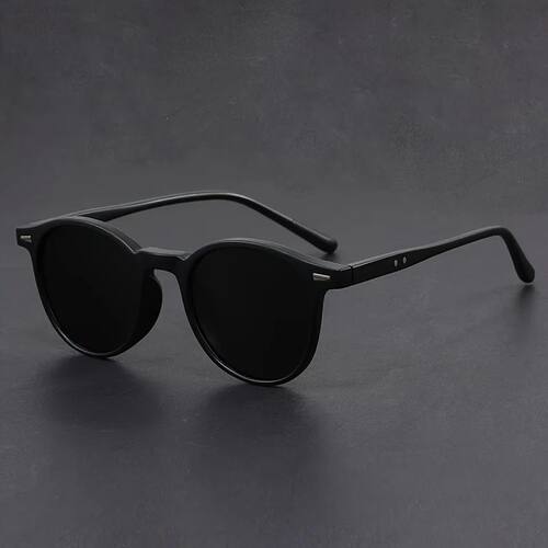 Classic Round Sunglasses for Men Women – Black Frame with