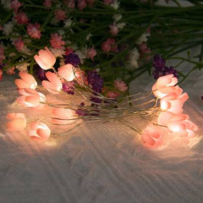 2M 20LED Tulip String Lights Battery Operated Flowers Night