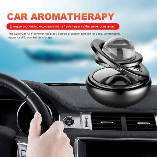 Solar Car Air Freshener Rotating Aromatherapy Diffusing