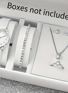 5/6PCS Fashion Women's Quatz Watch Leathe Band Analog