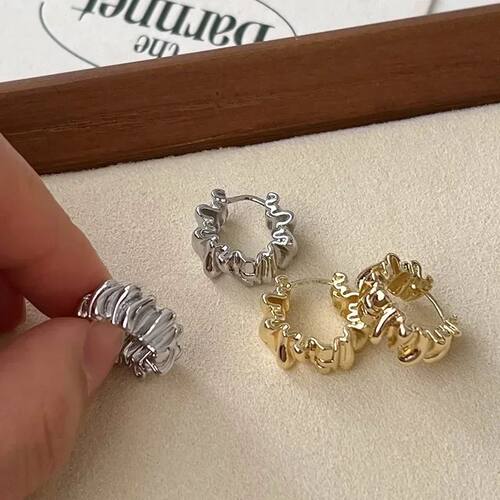 Personality Irregular Wavy Pleated Hoop Earrings for Women