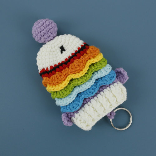 Super Cute Hand Woven Rainbow Fish Key Bag New Wool