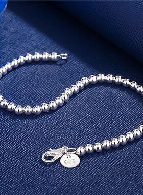 Chistmas gifts cham 925 Steling Bacelet 4MM beads chain fo