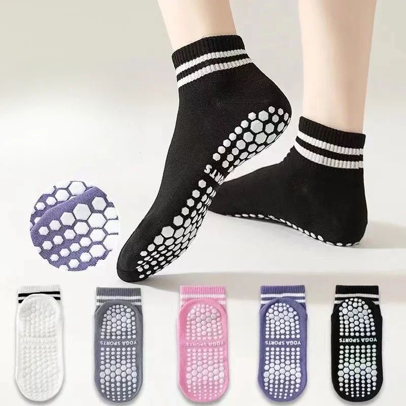 1Pair Grip Socks for Women Non Slip Pilates Yoga Socks with