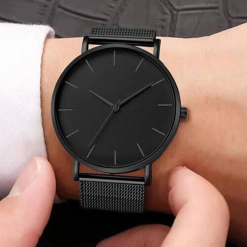 Fashion Ultra Thin Creative Black Stainless Steel Quartz