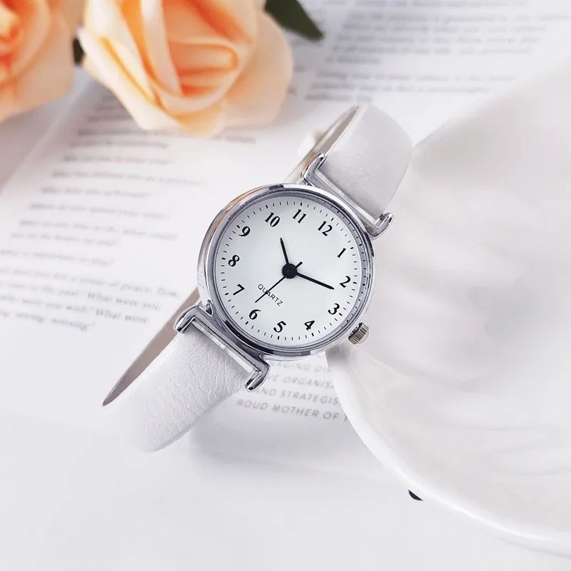 Simple Reto Womens Watch Small Dial Thin Stap Leathe