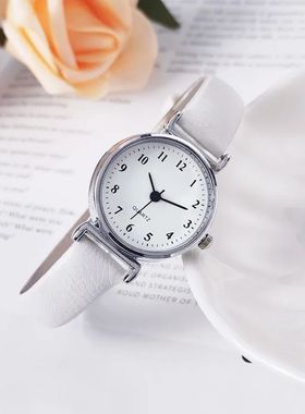 Simple Reto Womens Watch Small Dial Thin Stap Leathe