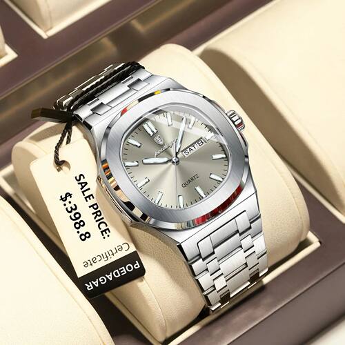 POEDAGAR Luxury  Man Watch Square Waterproof Luminous Date