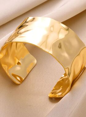 Vintage Irregular Bracelet For Women Stainless Steel Gold