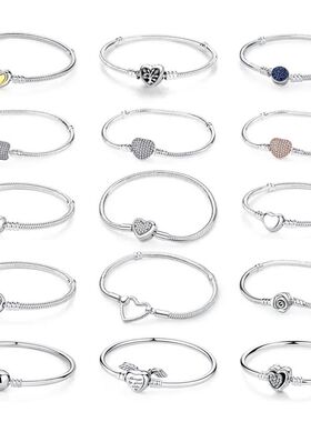 Oiginal 925 Steling Silve Bacelets Bangles Love Heat Clip