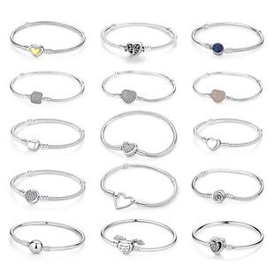Oiginal 925 Steling Silve Bacelets Bangles Love Heat Clip