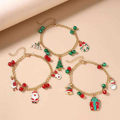 3pcs/set Fashion Chistmas Bacelet Bells Santa Clause