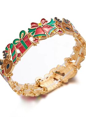 Ceative Multicolo Chistmas Enamel Bacelet Reindee Santa
