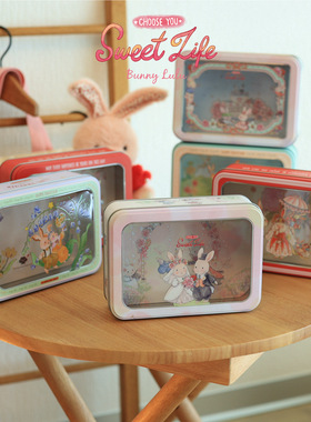 Bunny Lulu Rectangula Film Skylight Tinplate Box Egg Roll