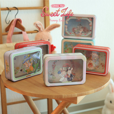 Bunny Lulu Rectangula Film Skylight Tinplate Box Egg Roll