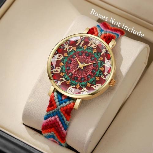 Fashion Woven Stap Women Watches Vintage Aabic Numeal