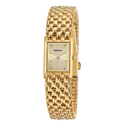 BERNY Gold Watch for Women Square Ladies Quartz