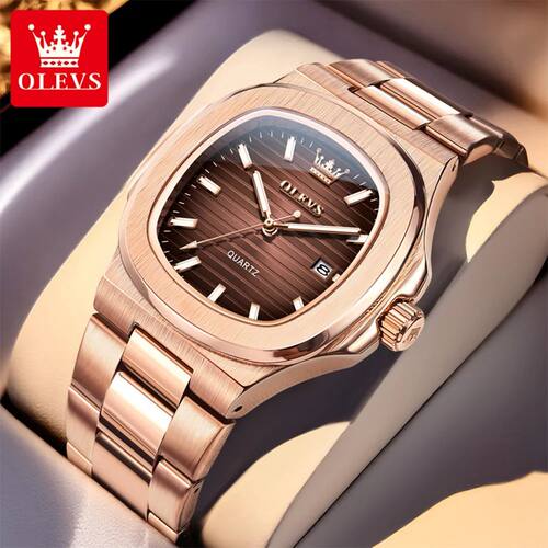 Fashion Squae Men Watches Business Stainless Steel