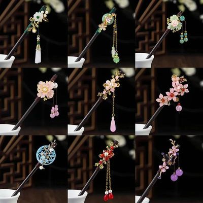 Wooden Hair Stick Chinese Style Winding Flower Hairpin With