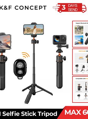 K&F Concept 60cm 3 in 1 Selfie Stick Desktop Stand BallHead