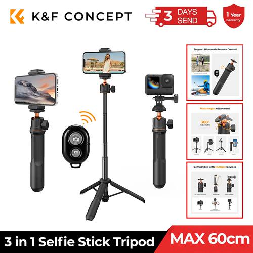 K&F Concept 60cm 3 in 1 Selfie Stick Desktop Stand BallHead
