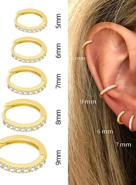 2PCS Stainless Steel Minimal Crystal Zirconia Hoop Earrings