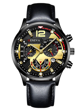 Men's Watch Fashion Calenda Six-pin Belt Watch Quatz Watch