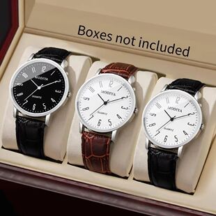 3PCS/Set Fashio Arabic Dial Men Business Watches Casual