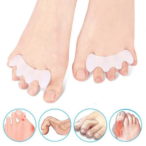 2Pcs=1Pair Hard Silicone Toe Finger Separator 3 Hole Hallux