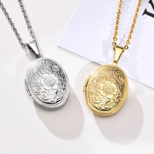 Delicate Floal Oval Heat Locket Pendant Necklaces fo