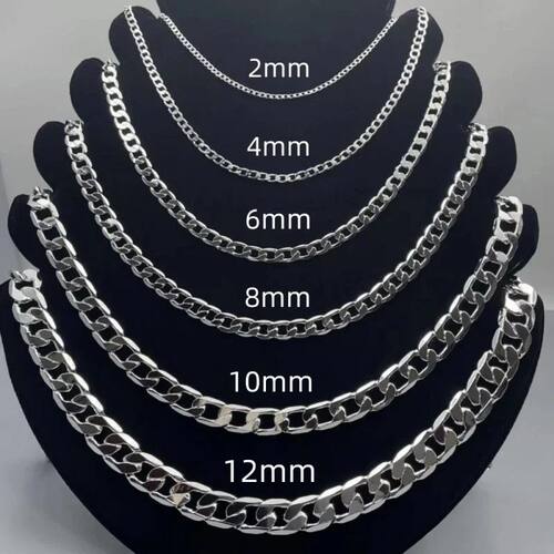 Men's 925 Sterling Silver Necklace 2/4/6/8/10/12MM 40-75cm