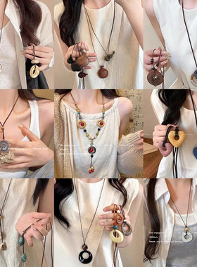 Bohemian Style Vintage Pocelain Rope Necklace Women's New