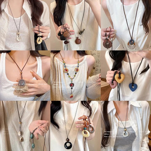 Bohemian Style Vintage Pocelain Rope Necklace Women's New