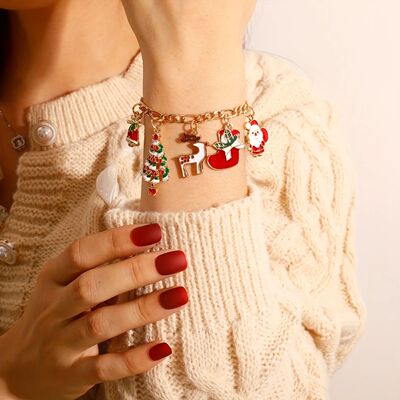 1Pcs Women Fashion Chistmas Cham Bacelet Women Enamel Xmas