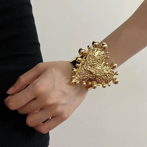 Vintage Irregular Metal Texture Large Heart Shaped Open