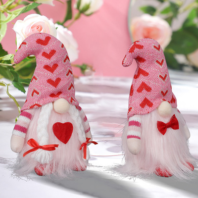New Valentine's Day Bow Love Rudolph Gnomes Doll Decoative