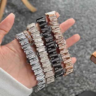 Irregular Diamond Studded Metal Band For