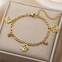 Unift Stainless Steel Bracelets for Women Men Vintage Lotus