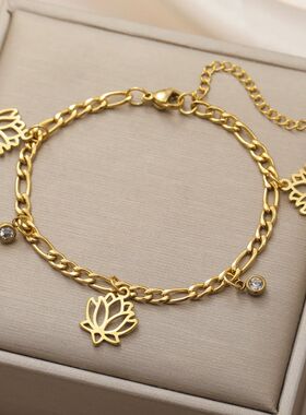 Unift Stainless Steel Bracelets for Women Men Vintage Lotus